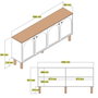 Hanah Home Consola 848 - Blanca, 180 cm Ancho x 84 cm Alto x 35 cm Profundo, Melamina